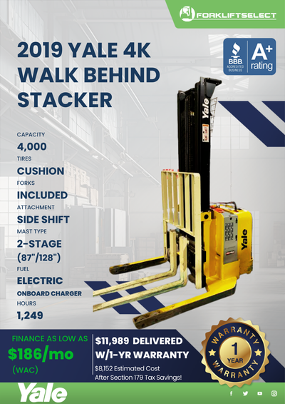 2019 YALE 4K WALK BEHIND STACKER