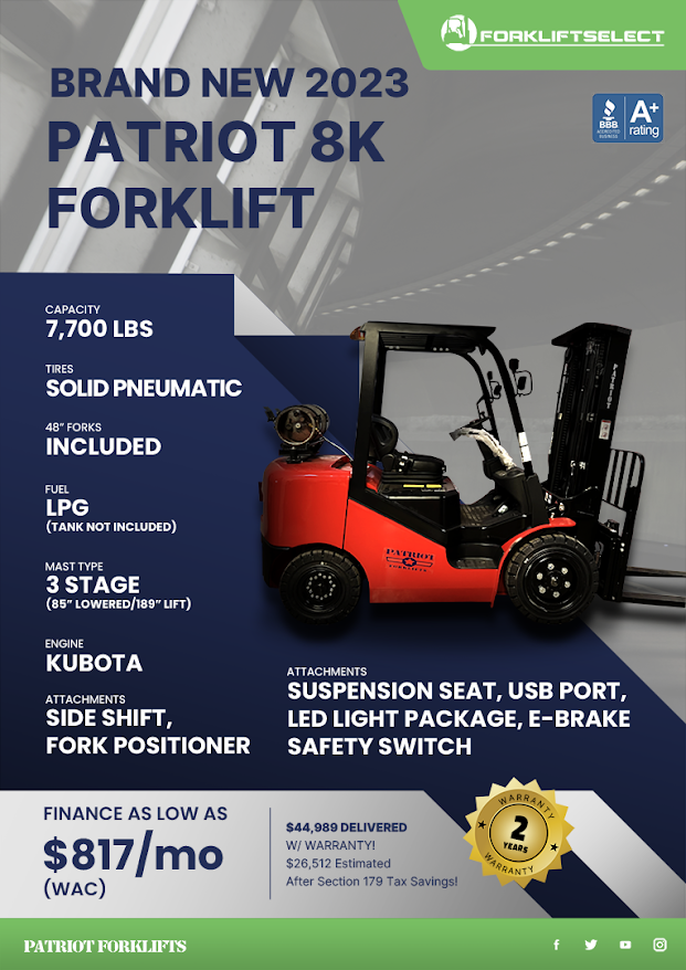 2023 LP GAS PATRIOT G35 PNEUMATIC TIRE 4 WHEEL SIT DOWN