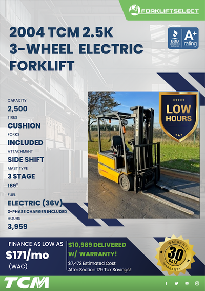 2004 TCM 2.5K CUSHION TIRE FORKLIFT