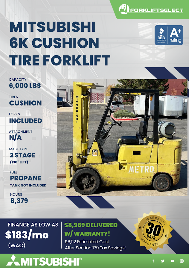 MITSUBISHI 6K CUSHION TIRE FORKLIFT