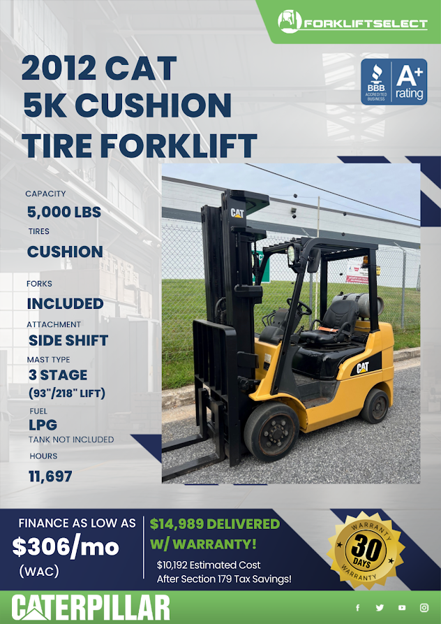 2012 CAT 5K CUSHION TIRE FORKLIFT