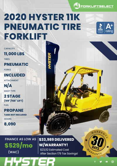 2020 HYSTER 11K PNEUMATIC TIRE FORKLIFT