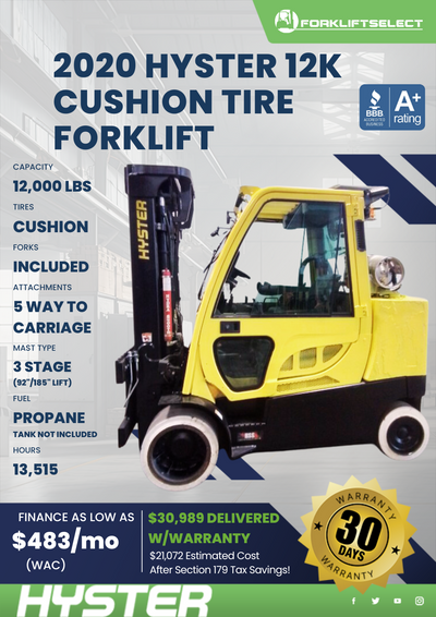 2020 HYSTER 12K CUSHION TIRE FORKLIFT