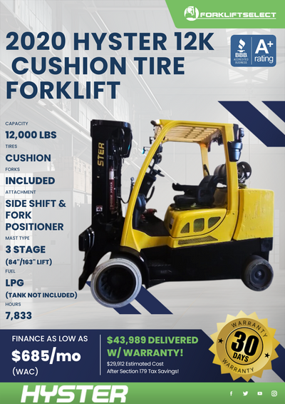 2020 HYSTER 12K CUSHION TIRE FORKLIFT