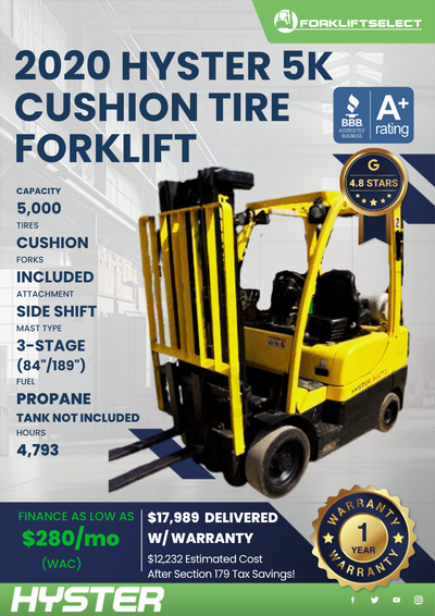 2020 HYSTER 5K CUSHION TIRE FORKLIFT