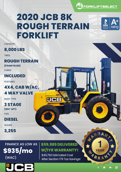 2020 JCB 8K ROUGH TERRAIN FORKLIFT