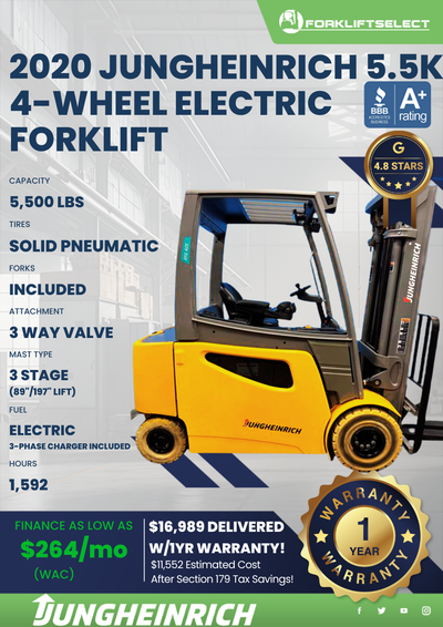 2020 JUNGHEINRICH 5.5K 4- WHEEL ELECTRIC FORKLIFT