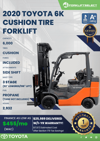 2020 TOYOTA 6K CUSHION TIRE FORKLIFT