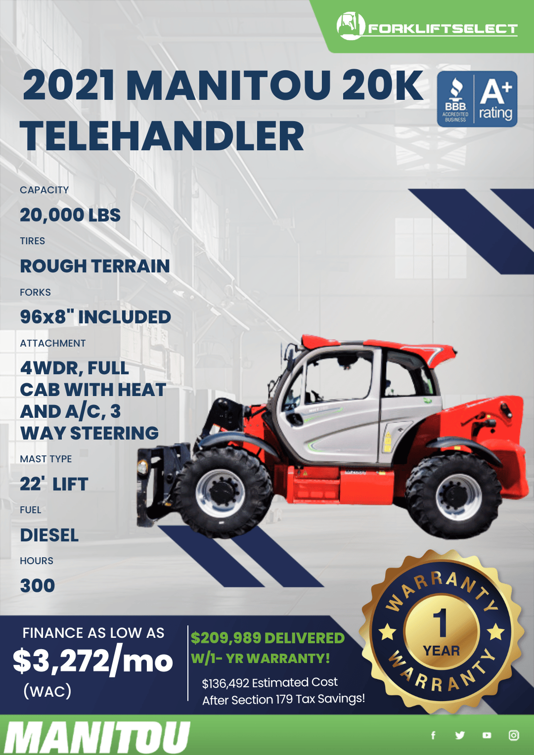 2021 MANITOU 20K TELEHANDLER