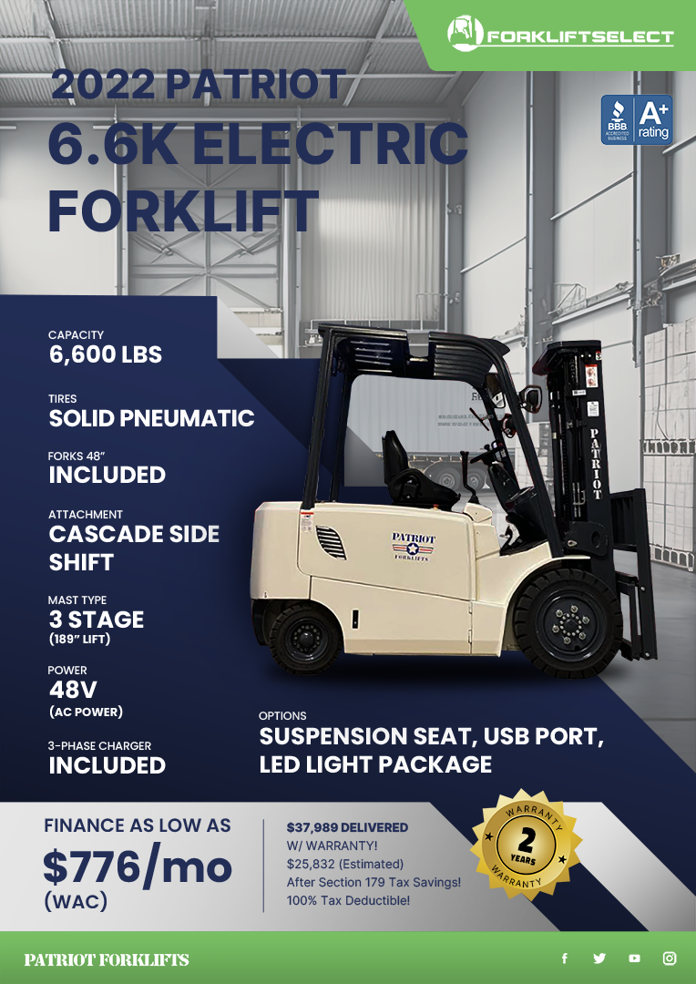 2022 PATRIOT 6.6K ELECTRIC FORKLIFT