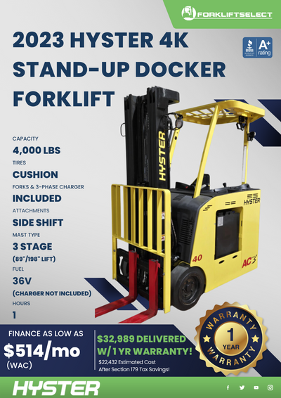2023 HYSTER 4K STAND-UP DOCKER FORKLIFT