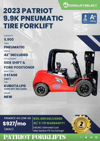 2023 PATRIOT 9.9K PNEUMATIC TIRE FORKLIFT