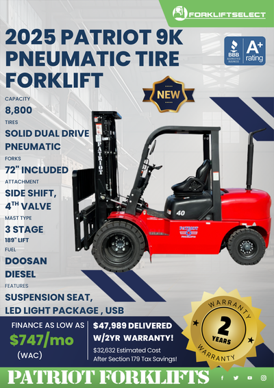 2025 PATRIOT 9K PNEUMATIC TIRE FORKLIFT