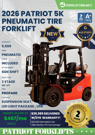2026 PATRIOT 5K PNEUMATIC TIRE FORKLIFT