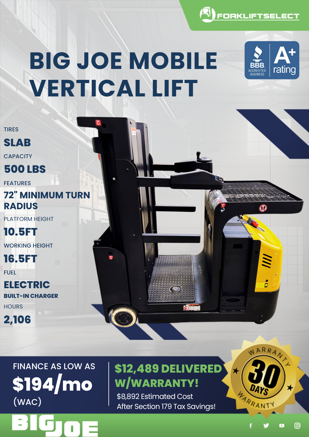 2010 BIG JOE MOBILE VERTICAL LIFT