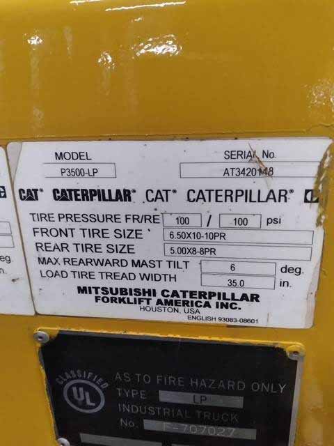 2008 CAT 3.5K PNEUMATIC TIRE FORKLIFT