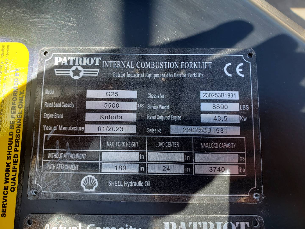 2023 PATRIOT 5K PNEUMATIC TIRE FORKLFIT