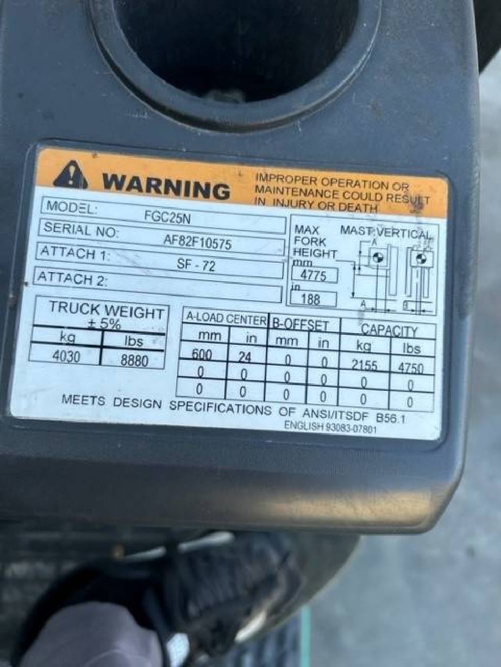 2017 MITSUBISHI 5K CUSHION TIRE FORKLIFT