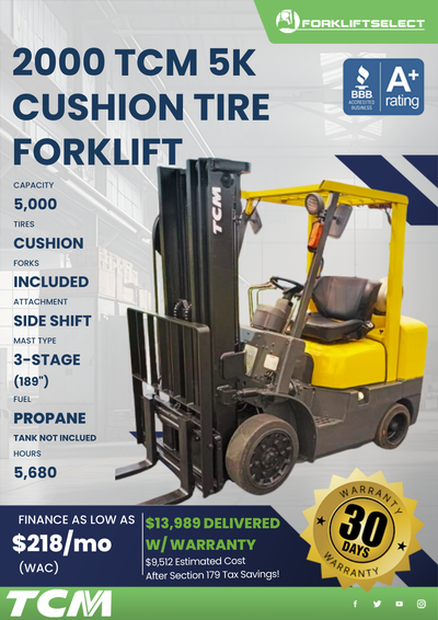 2000 TCM 5K CUSHION TIRE FORKLIFT