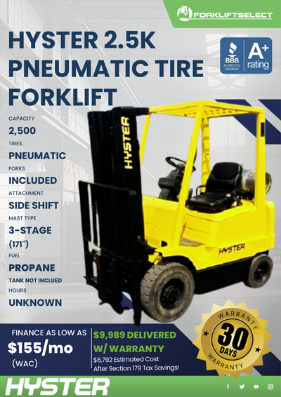 2001 HYSTER 2.5K PNEUMATIC TIRE FORKLIFT