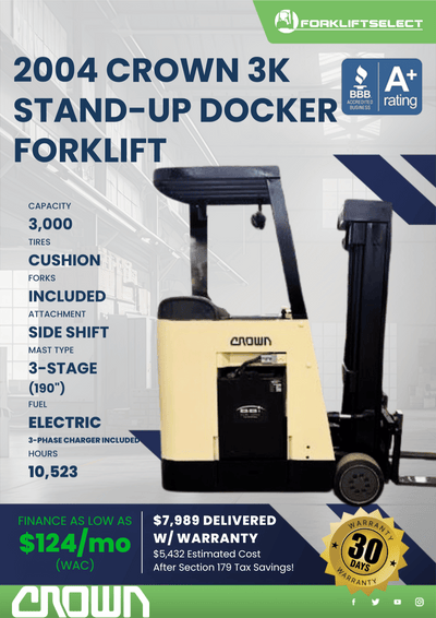 2004 CROWN 3K STAND-UP DOCKER FORKLIFT