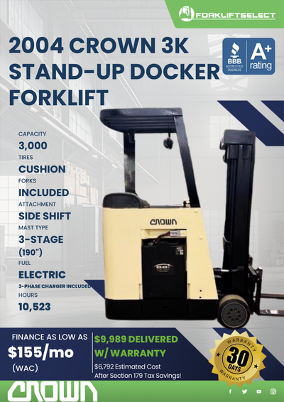 2004 CROWN 3K STAND-UP DOCKER FORKLIFT