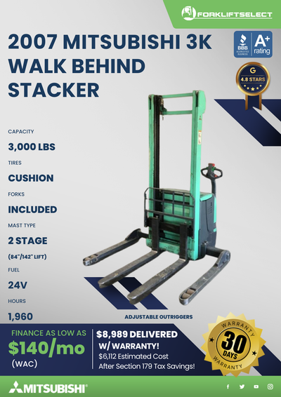 2007 MITSUBISHI 3K WALK BEHIND STACKER