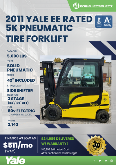 2011 Yale EE Rated 5k Pneumatic Tire Forklift