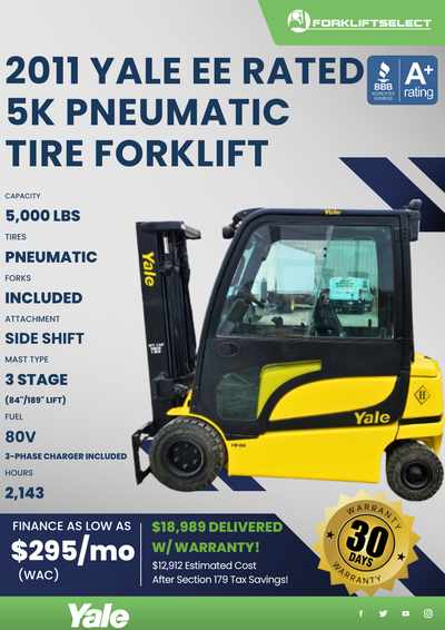 2011 YALE EE RATED 5K PNEUMATIC TIRE FORKLIFT