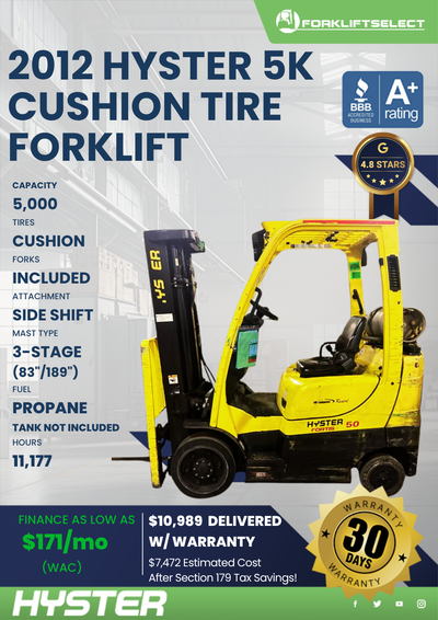 2012 HYSTER 5K CUSHION TIRE FORKLIFT