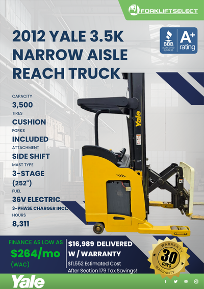 2012 YALE 3.5K NARROW AISLE REACH TRUCK