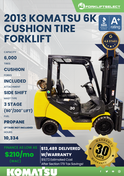 2013 KOMATSU 6K CUSHION TIRE FORKLIFT