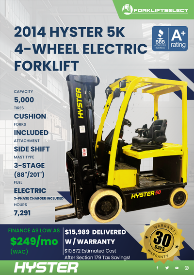 2014 HYSTER 5K 4-WHEEL ELECTRIC FORKLIFT