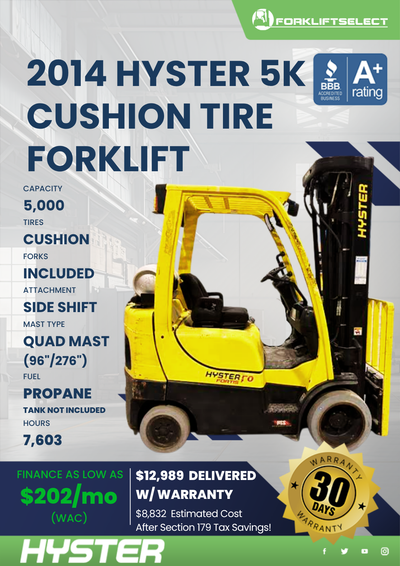 2014 HYSTER 5K CUSHION TIRE FORKLIFT