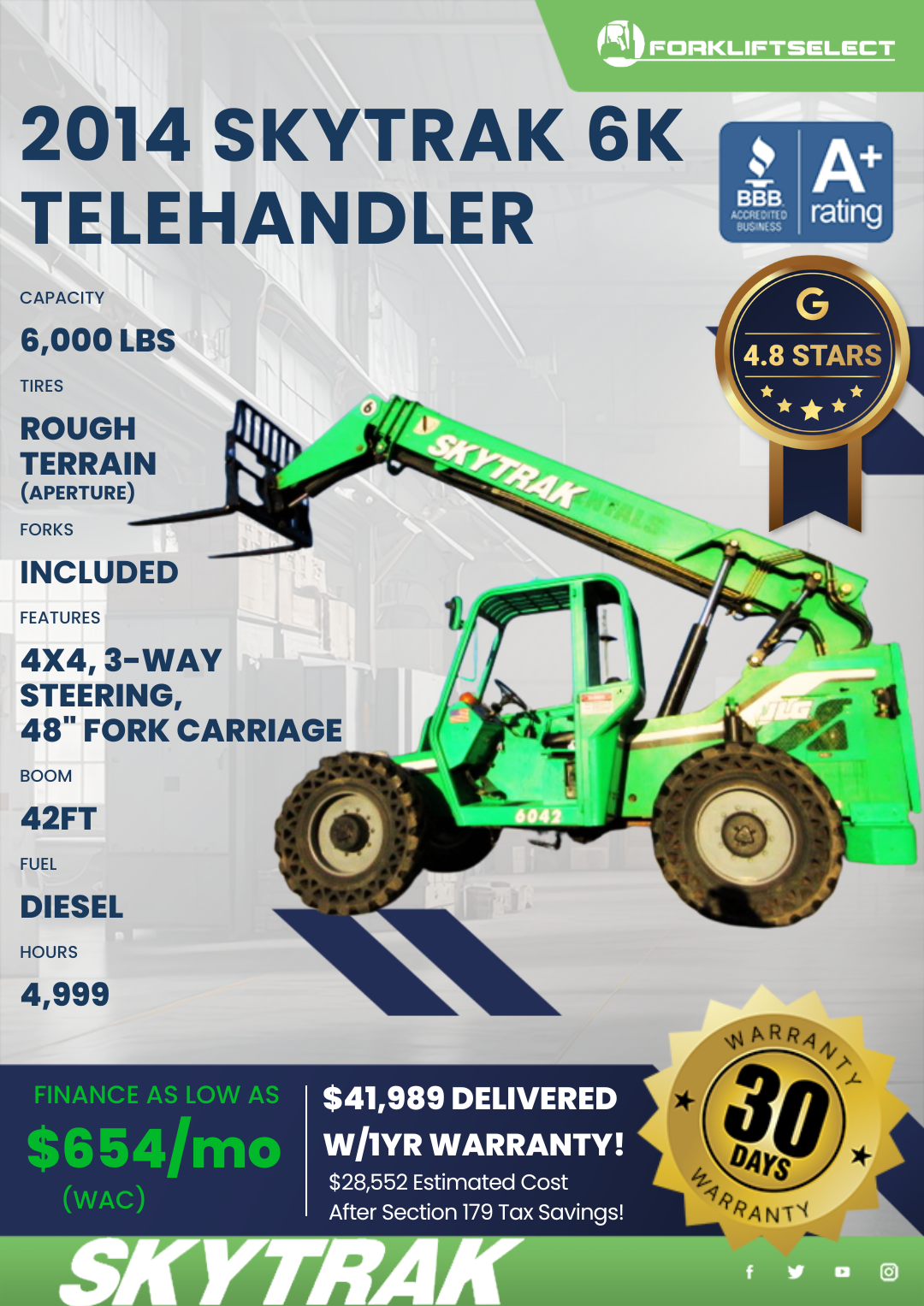 2014 SKYTRAK 6K TELEHANDLER
