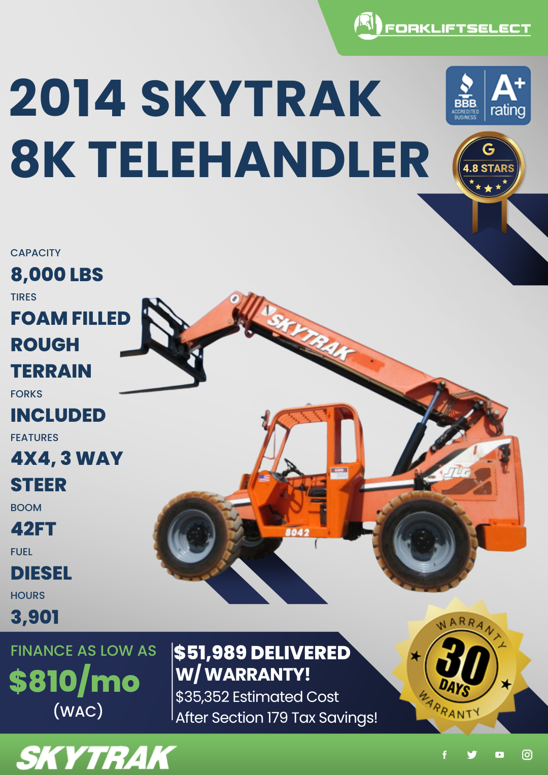 2014 SKYTRAK 8K TELEHANDLER