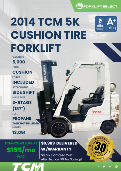 2014 TCM 5K CUSHION TIRE FORKLIFT