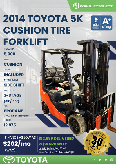 2014 TOYOTA 5K CUSHION TIRE FORKLIFT