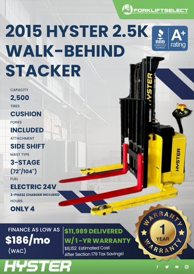 2015 HYSTER 2.5K WALK-BEHIND STACKER