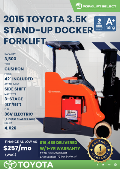 2015 TOYOTA 3.5K STAND-UP DOCKER FORKLIFT