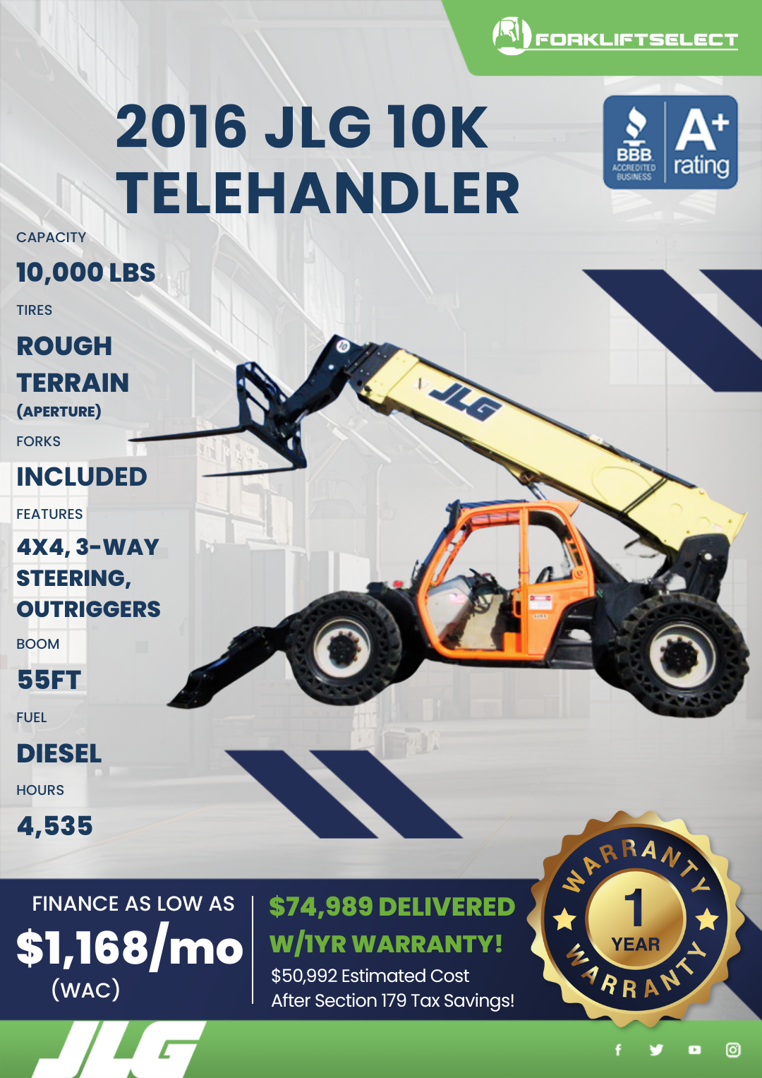 2016 JLG 10K TELEHANDLER – Forklift Select
