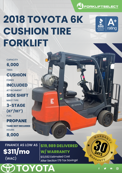 2018 TOYOTA 6K CUHSION TIRE FORKLIFT