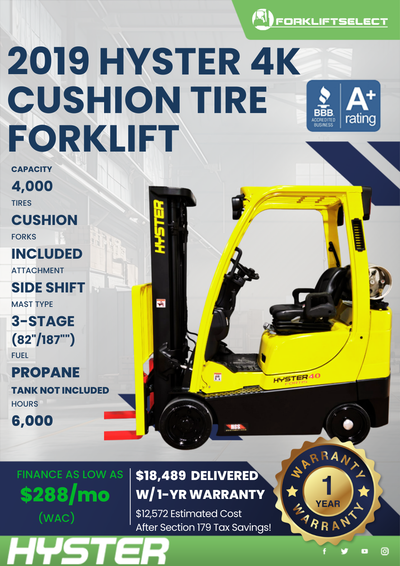 2019 HYSTER 4K CUSHION TIRE FORKLIFT