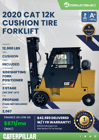2020 CAT 12K CUSHION TIRE FORKLIFT