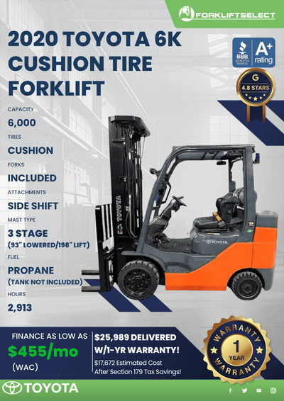 2020 TOYOTA 6K CUSHION TIRE FORKLIFT