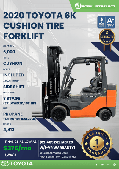 2020 TOYOTA 6K CUSHION TIRE FORKLIFT