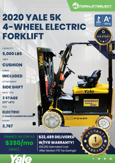 2020 HYSTER 5K 4- WHEEL ELECTRIC FORKLIFT
