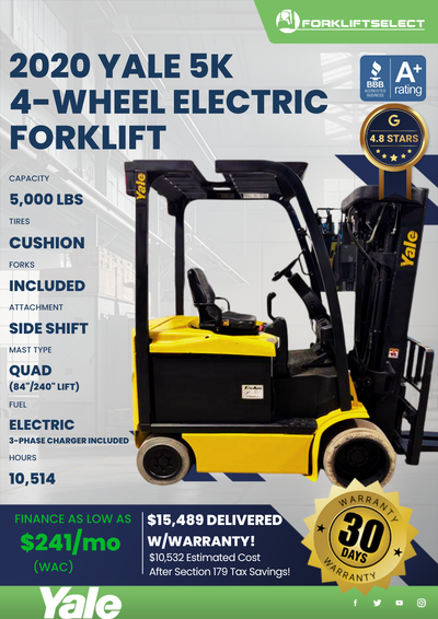 2020 YALE 5K 4- WHEEL ELECTRIC FORKLIFT