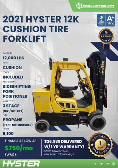2021 HYSTER 12K CUSHION TIRE FORKLIFT