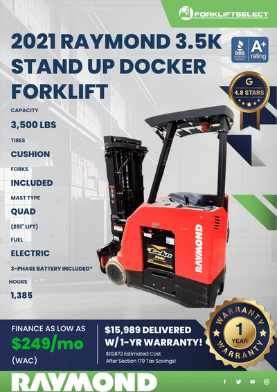 2021 RAYMOND 3.5K STAND UP DOCKER FORKLIFT